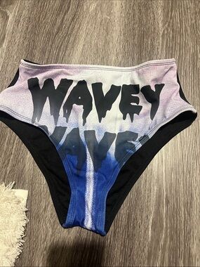 Ombre High-Waist Bikini Bottoms in Purple and Blue